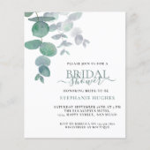 バジェットウォーターカラーユーカリブライダルシャワー招待状 (正面)