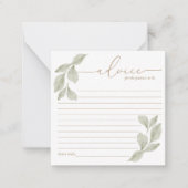 バジェットウォーターカラーユーカリプタスベビーシャワーアドバイス ノートカード (正面)