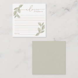 バジェットウォーターカラーユーカリプタスベビーシャワーアドバイス ノートカード