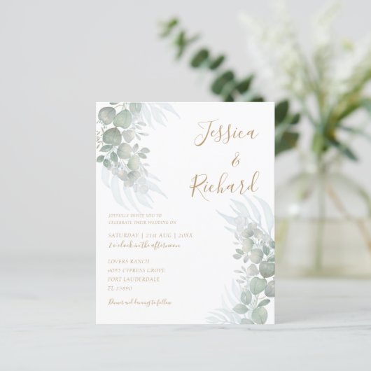 バジェットウォーターカラーユーカリプトゥスセージ結婚グリーン (スタンド正面)