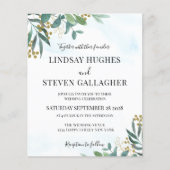 バジェットウォーターカラーユーカリ結婚式招待状 (正面)