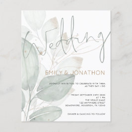 バジェットウォーターカラーリーフ結婚式招待状