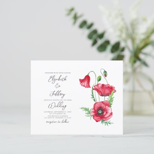 バジェットウォーターカラーレッドポピー結婚式招待状 (スタンド正面)