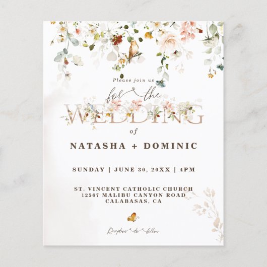 バジェットウォーターカラーワイルドフラワー庭園の結婚式 (正面)