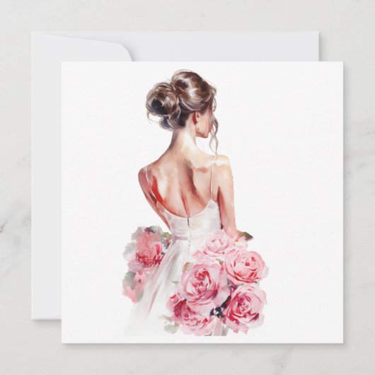 バジェットウォーター結婚カラーズガウンブライダルシャワー 招待状 (裏面)