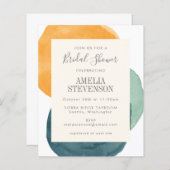 バジェットウォーター色ティール（緑がかった色）ブライダルシャワー招待状 (正面/裏面)