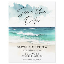 バジェットウォーター色ビーチセーブ・ザ・デート案内