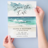 バジェットウォーター色ビーチセーブ・ザ・デート案内 チラシ (手)