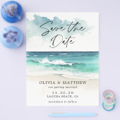 バジェットウォーター色ビーチセーブ・ザ・デート案内 チラシ (シングル)