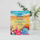 バジェットウォーター色ビーチバースデーパーティ招待状 (スタンド正面)