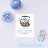 バジェットウォーター色フローラティーパーティーブライダルシャワー チラシ (シングル)