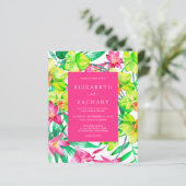 バジェットウォーター色フローラピンク結婚式招待状 (スタンド正面)