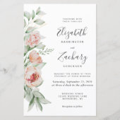 バジェットウォーター色フローラ春の結婚式招待状 (正面)