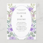バジェットウォーター色フローラ紫結婚式招待状 (正面)