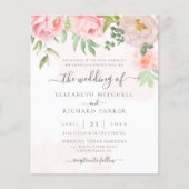 バジェットウォーター色フローラ結婚式招待状 (正面)