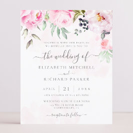 バジェットウォーター色フローラ結婚式招待状