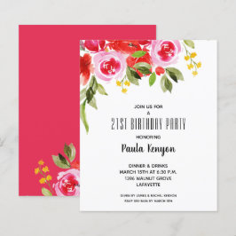 バジェットウォーター色フローラ誕生日招待状