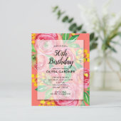 バジェットウォーター色フローラ誕生日招待状 (スタンド正面)