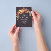 バジェットウォーター色フローラ50th誕生日招待状 チラシ (手)