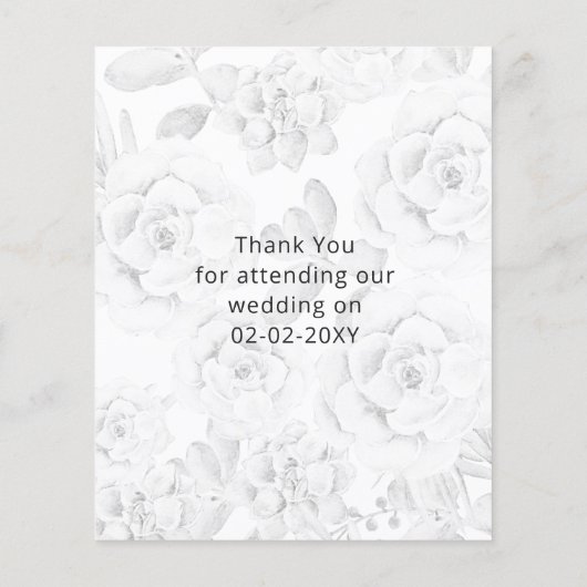 バジェットウォーター色結婚多肉質サンキューカード (裏面)