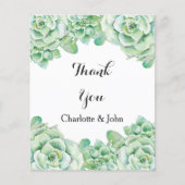 バジェットウォーター色結婚多肉質サンキューカード (正面)