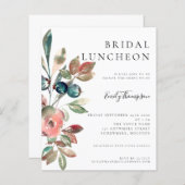 バジェットウォーター色花模様ブライダルルンチョン招待状 (正面/裏面)