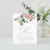 バジェットウォーター色花模様結婚式招待状 (スタンド正面)