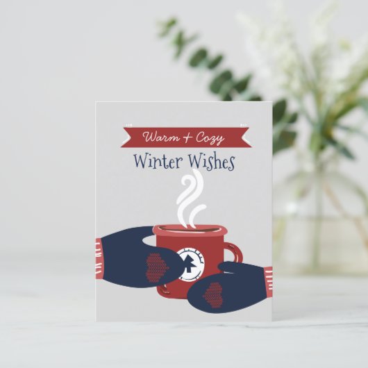 バジェットウォーミングコーヒークリスマスホリデーカード (スタンド正面)