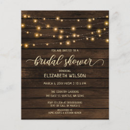 バジェットウッドストリングライトブライダルシャワー招待