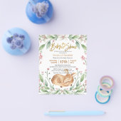 バジェットウッドランドディアセージ緑のフローラ赤ちゃんシャワー チラシ (シングル)