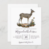 バジェットウッドランドディアベビーシャワー招待状 (正面/裏面)