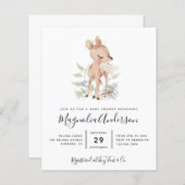 バジェットウッドランドディアベビーシャワー招待状 (正面/裏面)