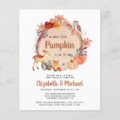 バジェットウッドランドパンプキンカップルベビーシャワー招待状 (正面)