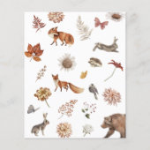 バジェットウッドランドフォレストアニマルズベビーシャワー招待状 (裏面)