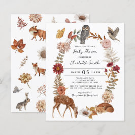 バジェットウッドランドフォレストアニマルズベビーシャワー招待状