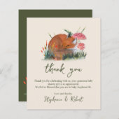 バジェットウッドランド眠いキツネベビーシャワーありがとう (正面/裏面)