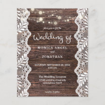 バジェットウッドレースのストリングライツ結婚ズフライヤー