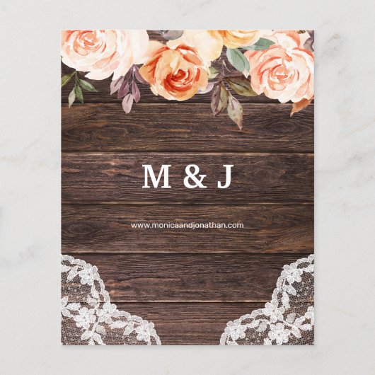 バジェットウッド、レース、ピンク&ピーチフローラ結婚ズ (裏面)