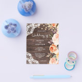 バジェットウッド、レース、ピンク&ピーチフローラ結婚ズ チラシ (シングル)