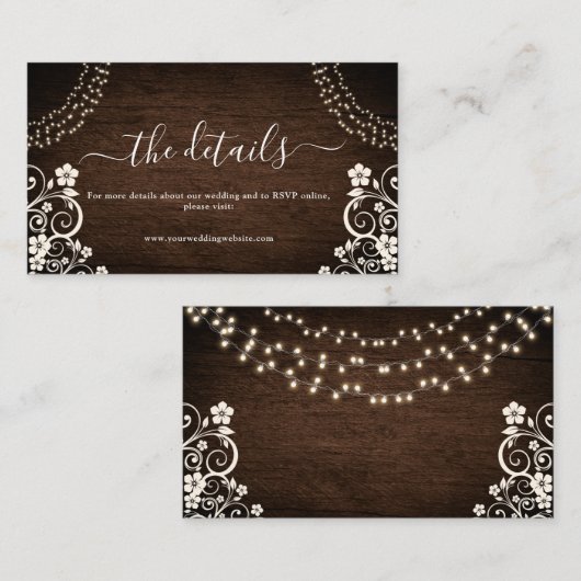 バジェットウッ素朴ドジーライトウッドズ結婚詳細 エンクロージャーカード (正面/裏面)