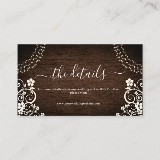 バジェットウッ素朴ドジーライトウッドズ結婚詳細 エンクロージャーカード (正面)