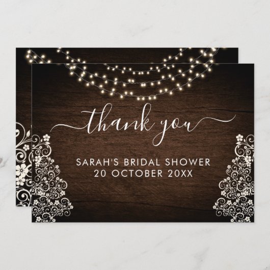 バジェットウッ素朴ドジーライトレースウッ結婚ドズ サンキューカード (正面/裏面)