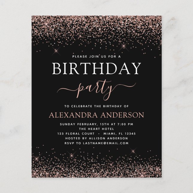 バジェットエイジ誕生日バラ金ゴールドピンクグリッター (正面)