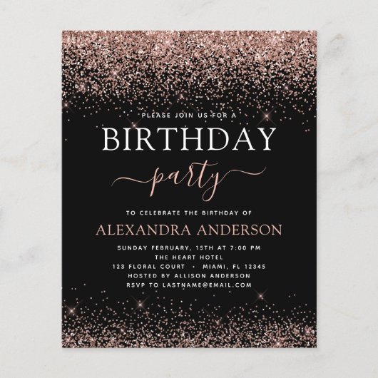 バジェットエイジ誕生日バラ金ゴールドピンクグリッター チラシ (正面)