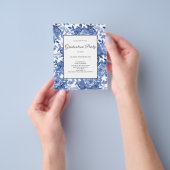 バジェットエクセションブルーフローラパーティの招待状 チラシ (手)