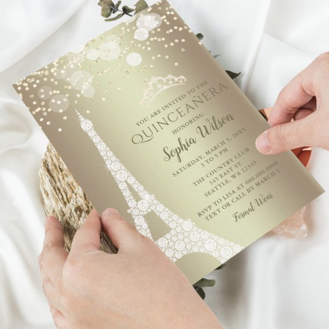 バジェットエッフェルタワー金ゴールドキンセアニラ招待状 (クリエイターアップロード済み)