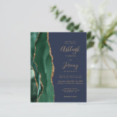 バジェットエメラルドグリーンアゲートネイビー結婚式招待状 (スタンド正面)