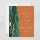 バジェットエメラルドグリーンアゲートラスト結婚式招待状 (正面)