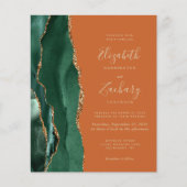 バジェットエメラルドグリーンアゲートラスト結婚式招待状 (正面)