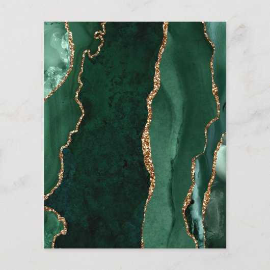 バジェットエメラルドグリーンアゲート金ゴールド結婚式招待状 (裏面)